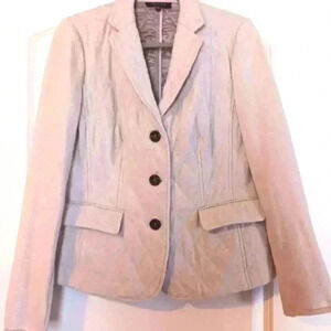 Talbots Oatmeal Quiet Luxury wool quilted lined  blazer. Size 10
